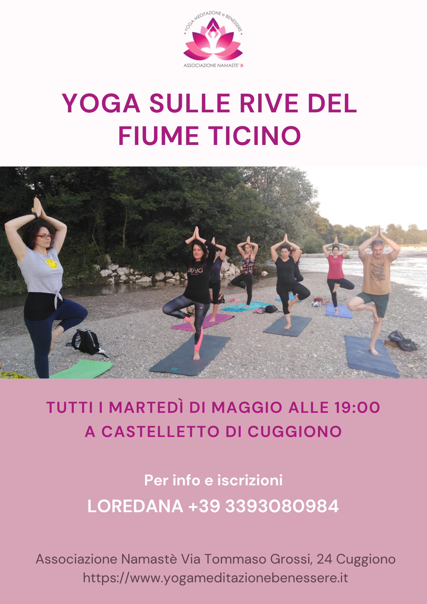Yoga sulle rive del fiume Ticino